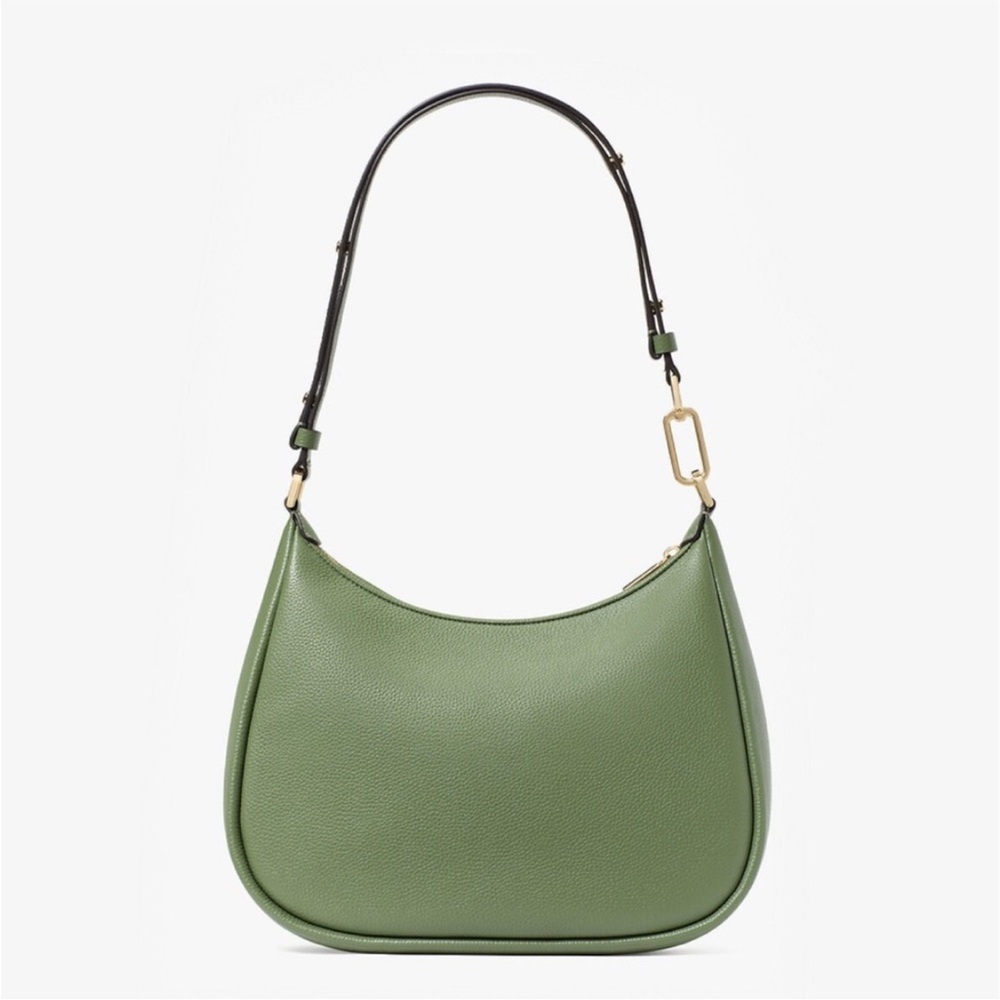 NWT Kate Spade 18k gold KAYLA Large Olive Green Woven Leather Shoulder Bag - Picture 3 of 5
